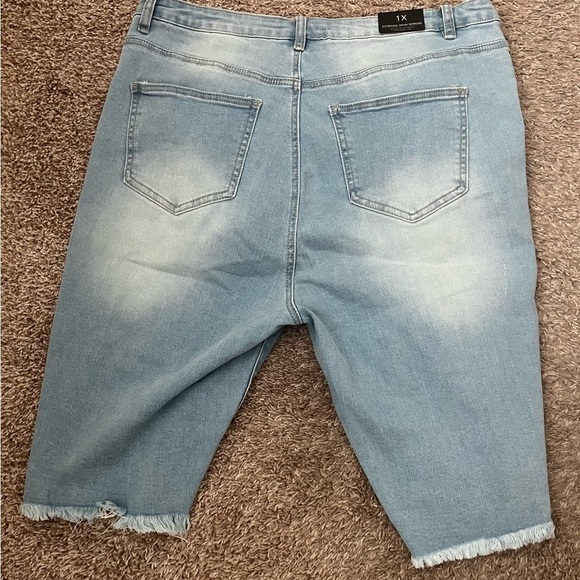 LIGHT blue Distressed Denim Bermuda Shorts - Picture 7 of 11